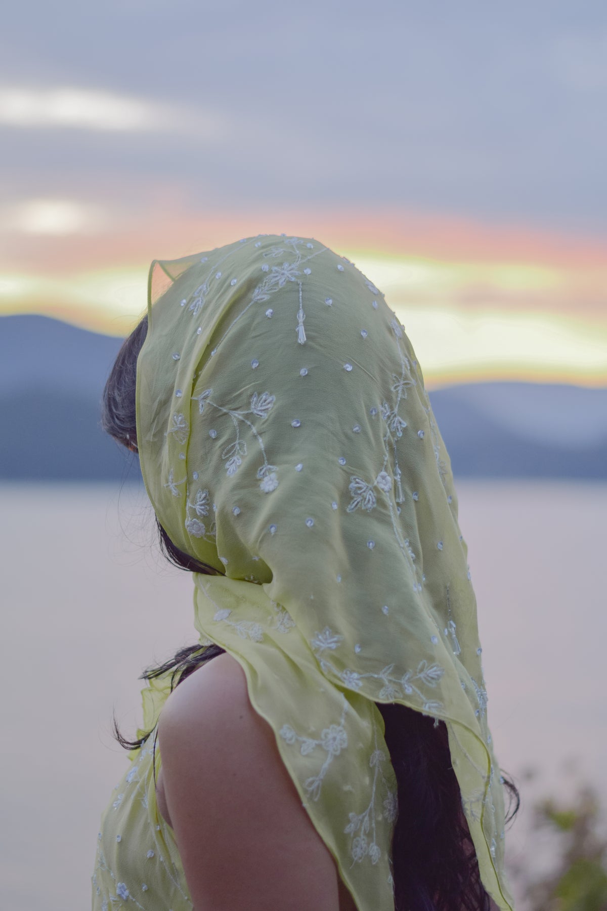 Butterscotch Crème Georgette Triangle Scarf or Cover-up