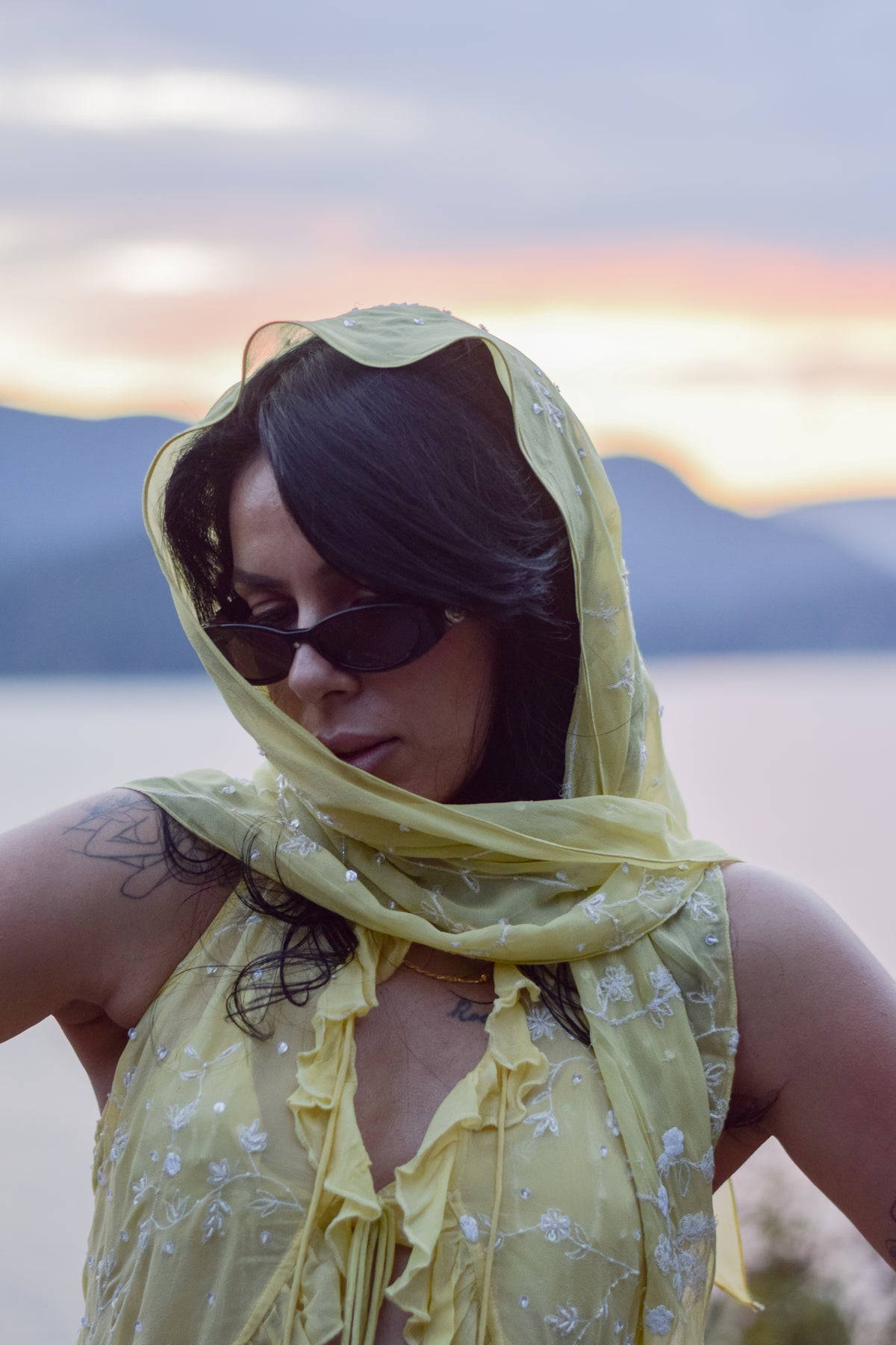 Butterscotch Crème Georgette Triangle Scarf or Cover-up
